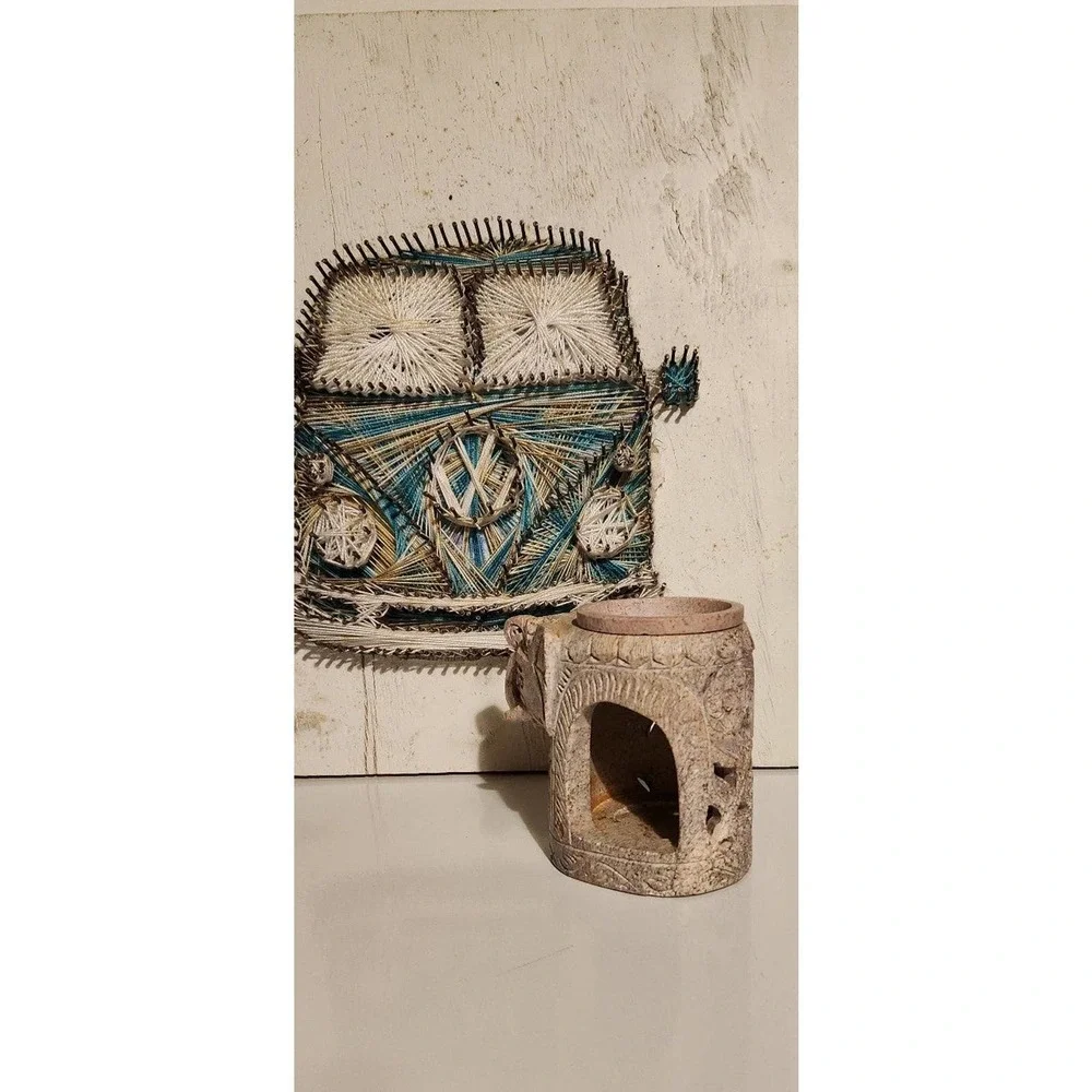 Elephant wax melt candle holder oil burner solid stone bohemian boho carved - Picture 11 of 12